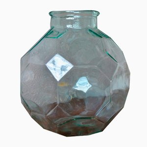 Vaso grande vintage in vetro sfaccettato