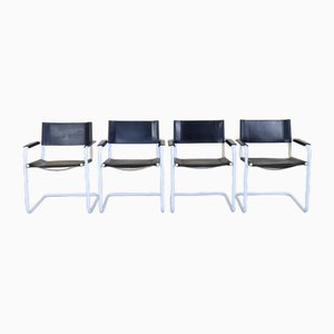 Bauhaus Style Tubular Frame Dining Chairs, 1980s, Set of 4