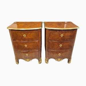 French Louis XVI Marquetry and Ormolu Bedside Tables, Set of 2