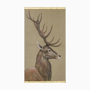 Cerf, 20e-21e Siècle, Peinture sur Toile