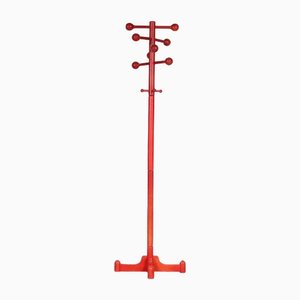Red Stained Coat Rack, Italy, 1970s
