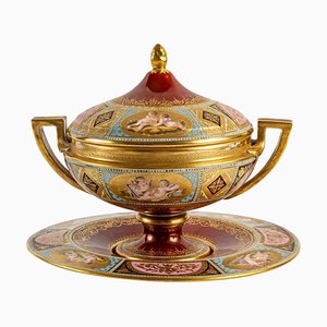 19th Century Covered Bowl in Enameled Decoration