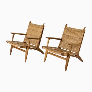 Mid-Century Ch 27 Lounge Chairs by Hans J. Wegner for Carl Hansen & Søn, 1950s, Set of 2