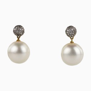 Boucles d'Oreilles en Or avec Perles et Diamants par Marco Bicego, 2000s, Set de 2