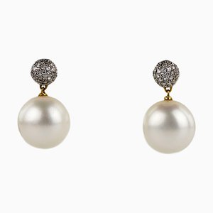 Goldene Ohrringe mit Perlen und Diamanten von Marco Bicego, 2000er, 2 . Set