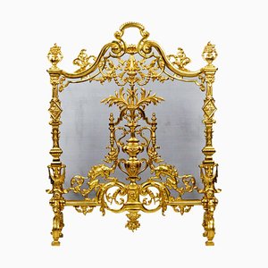 20th Century Louis XVI Fireplace Screen in Gilded Bronze