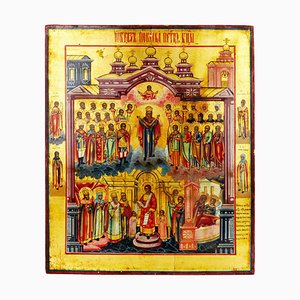 Icona della protezione della Santissima Theotokos della metà del XIX secolo