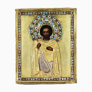Moscow Icon in Gilded Silver with Enamels by John Warrior, 1890s