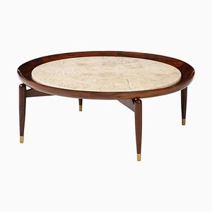 Mid-Century Modern Marble Top Center Table attributed to Giuseppe Scapinelli, Brazil, 1950s