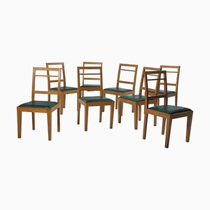 Mid-Century Modern Chairs in Wood and Leather, Brazil, 1960s, Set of 8