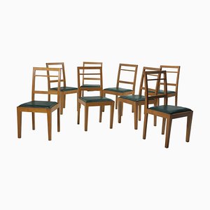 Sedie Mid-Century moderne in legno e pelle, Brasile, anni '60, set di 8