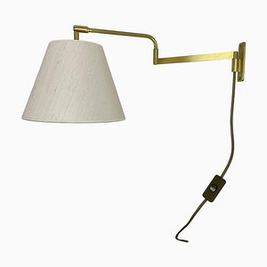 Minimalist Adjustable Swing Arm Brass Wall Light in the style of Stilnovo, Italy, 1970s