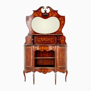 Victorian Inlay Mirror Console Cabinet