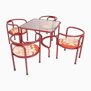 Locus Solus Tisch & Stühle von Gae Aulenti für Poltronova, 1970er, 5er Set