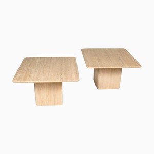 Travertine Side Tables, Italy, 1970s, Set of 2