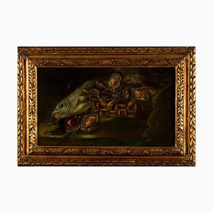 Artista barocco francese, Natura morta con pesci, XVII secolo, Dipinto ad olio
