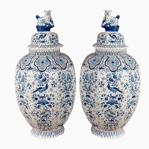 Vases en Faïence de style Delft, Fin du 19ème Siècle, 1890s, Set de 2