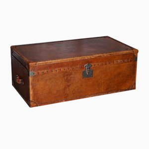 Vintage Hand Dyed Brown Leather Trunk by Timothy Oulton, 1970s