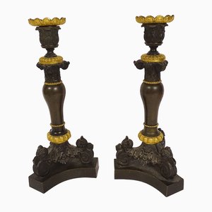 Napoleon III Bronze Kerzenständer, 19. Jh., 2er Set