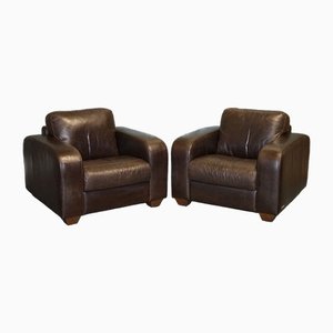 Fauteuils Vintage en Cuir Marron Chocolat par Sofitalia, Set de 2