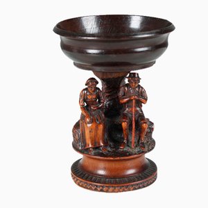 Napoleon III Hand Carved Bowl Peasant Couple, 1850s