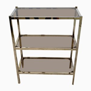 Glass and Brass Serving Bar Cart in the style of Vandel, 1980s