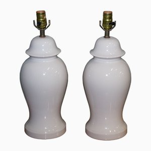 Lámparas vintage de porcelana en color crema, años 70