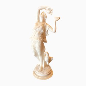 Italian Artist, Female Sculpture of Hebe with Eagle, 19th Century, Alabaster