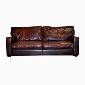 Vintage Brown Leather Sofa, 1980s