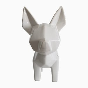 Emaillierte Origami Hundeskulptur aus Keramik, Italien, 1950er