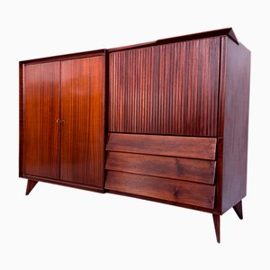 Mid-Century Italian Teak Wood Sideboard with Bar Cabinet attributed to Vittorio Dassi, 1950s