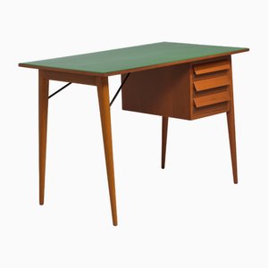 Mid-Century Modern Teak Desk with Green Lacquer, 1950s