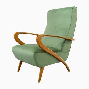 Poltrona Mid-Century in velluto verde, Italia, 1950