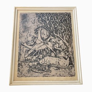 Axel Salto, Animals, 1930s, Lithographic Woodcut, Framed
