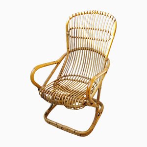 Italian Bamboo Armchair in the style of Tito Agnoli for Bonacina, 1960s