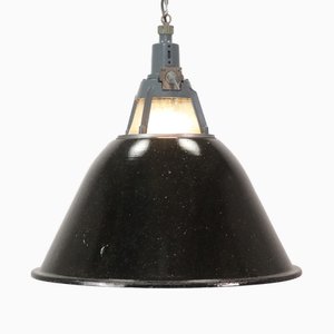 Große Industrielle Schwarze Deckenlampe, 1960er