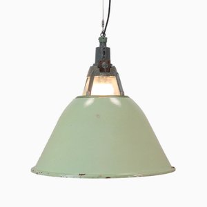 Large Industrial Green Bell Ceiling Light, 1960s
