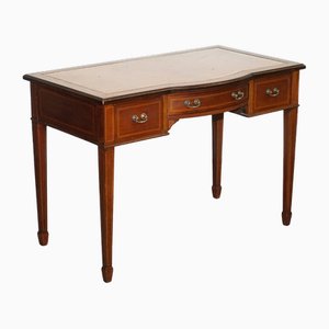 Bureau Sheraton édouardien en Cuir Marron de Maple & Co., 1900s