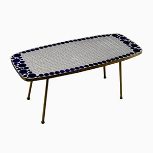 Mid-Century Modern Grey and Blue Glass Mosaic and Brass Side Table attributed to Berthold Müller, 1960s