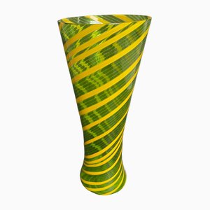 Vase Vintage Vert et Jaune par Venini, 2005