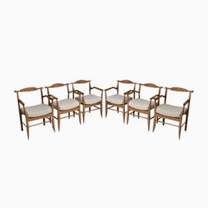 French Fumay Dining Armchairs by Guillerme & Chambron for Votre Maison, 1960s, Set of 8
