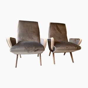 Set of Italian Velvet Armchairs by Nino Zoncada, 1950s