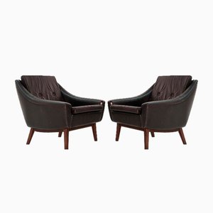 Mid-Century Teak and Leather Armchairs by Ingmar Relling for Svane Ekornes, 1960s, Set of 2