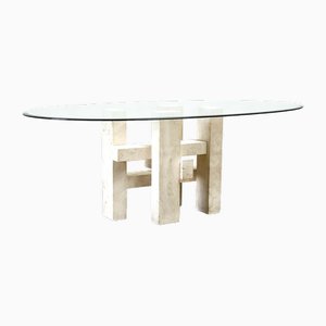 Travertine Dining Table attributed to Willy Ballez, 1970s