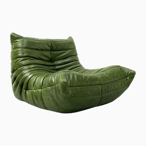 Togo Lounge Chair in Forest Green Leather by Michel Ducaroy for Ligne Roset, France, 1970s