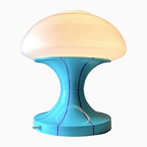 Blue Table Lamp with Frosted Opaline Glass