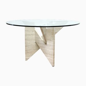 Architectural Travertine Dining Table, 1970s