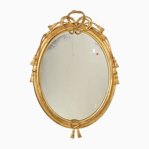 19th Century Round Gold Mirror Love Knot in Gold Leaf Frame, 1850s
