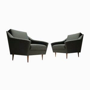 Wood and Fabric Armchairs by Eddie Harlis for Hans Kaufeld, 1960s, Set of 2