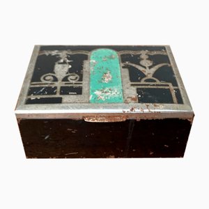 Art Deco Metall & Holzkiste, 1930er